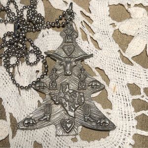 Vintage Texas Christmas Tree Ornament by Marcie USA Pewter Texas Theme decorated